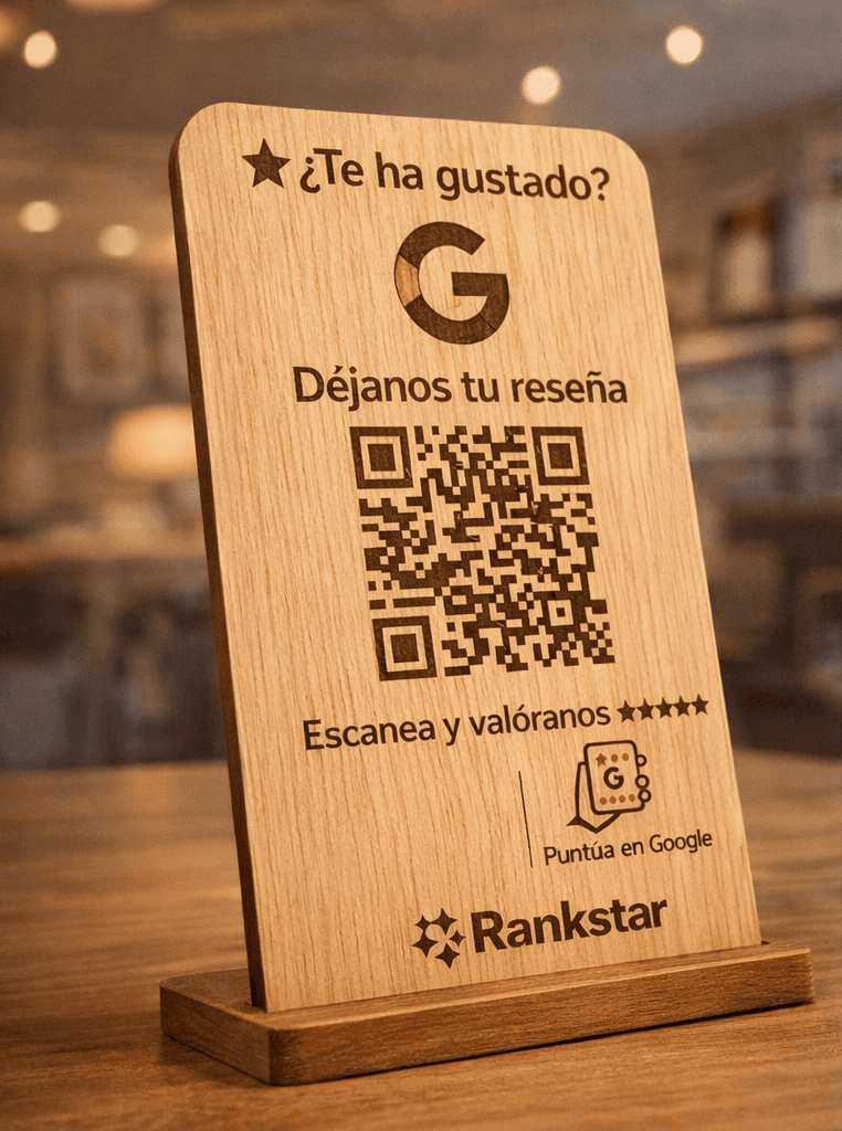 Soporte Rankstar Basic con código QR para reseñas en Google
