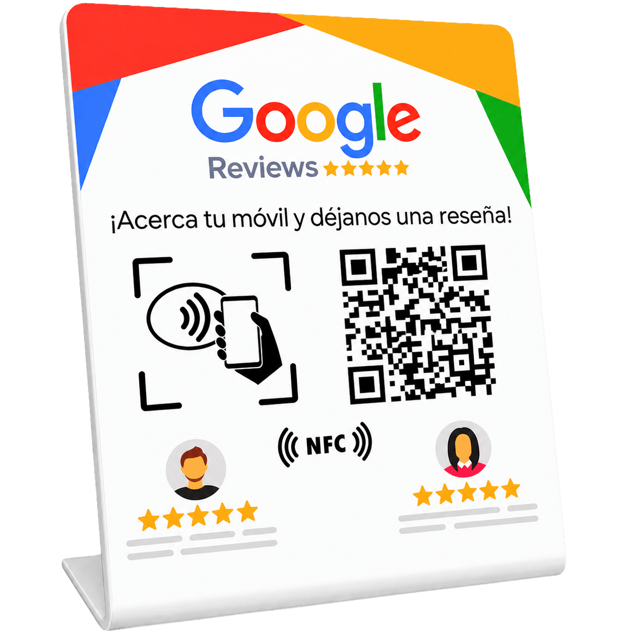 Expositor de plástico con QR para reseñas de Google, de un proveedor genérico (abre la ficha del proveedor)
